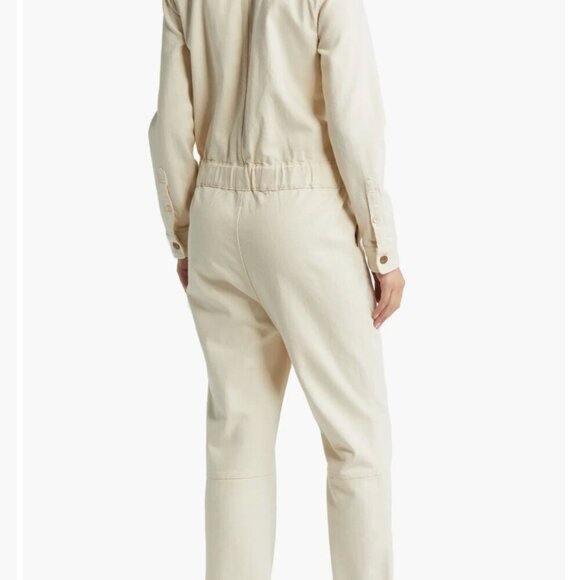 FAHERTY Overland Twill Jumpsuit Stretch Organic Cotton Natural  NWT Size S - Picture 9 of 13